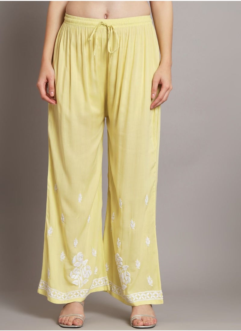 Alaya - Hand Embroidered Chikan Modal Straight Kurta Palazzos AL3668 - Image 1