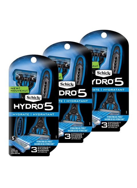 Schick Hydro 5 Disposable Razors for Men with Flip Beard Trimmer, 9 Count (Pack of 1)