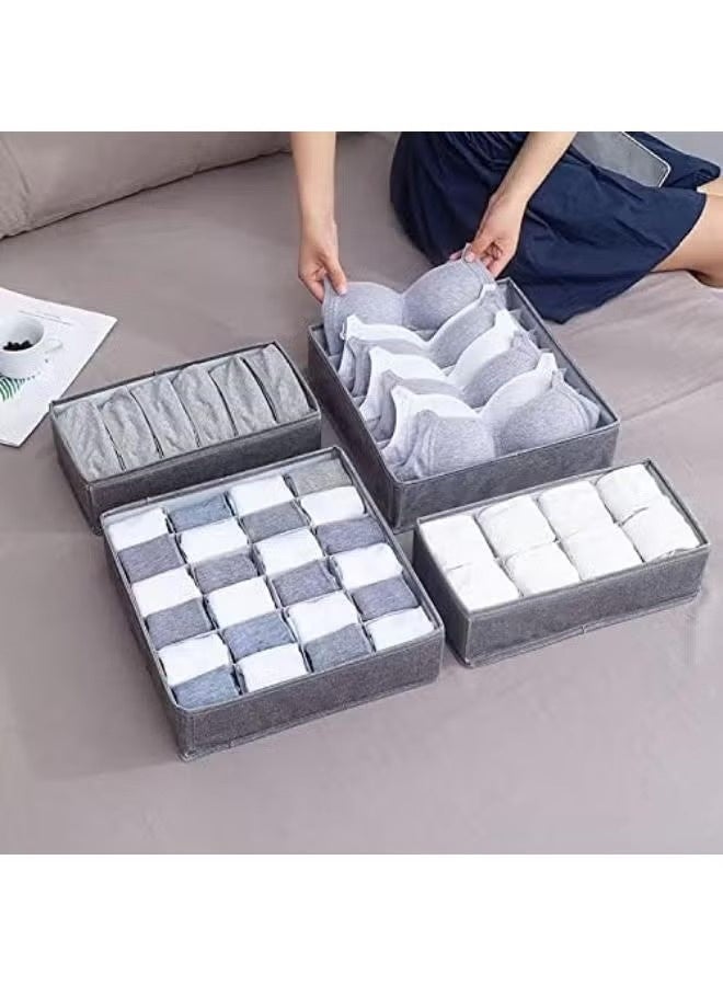 4 Pack Foldable Closet Underwear Organizer, Storage Boxes Under Bed Organizer For Underwear, Bras, Socks, Ties, Belts, Tank Tops - Drawer Dresser Divider - Closet Organizers - Image 4