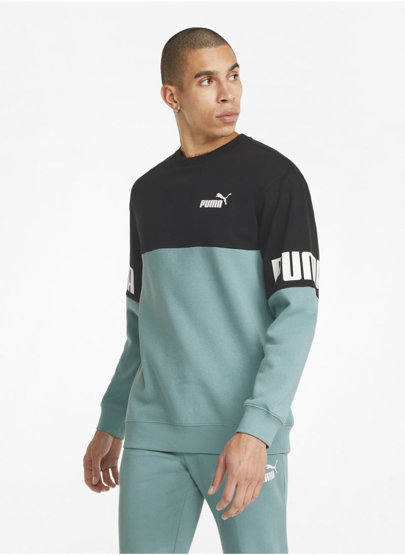 PUMA Power Colour-Blocked Mens Crew Neck Sweatshirt  - Image 1