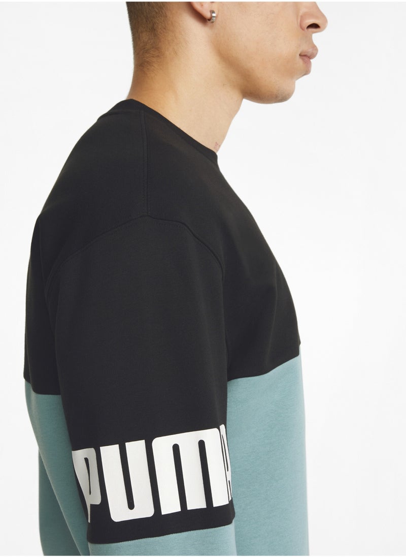 PUMA Power Colour-Blocked Mens Crew Neck Sweatshirt  - Image 4