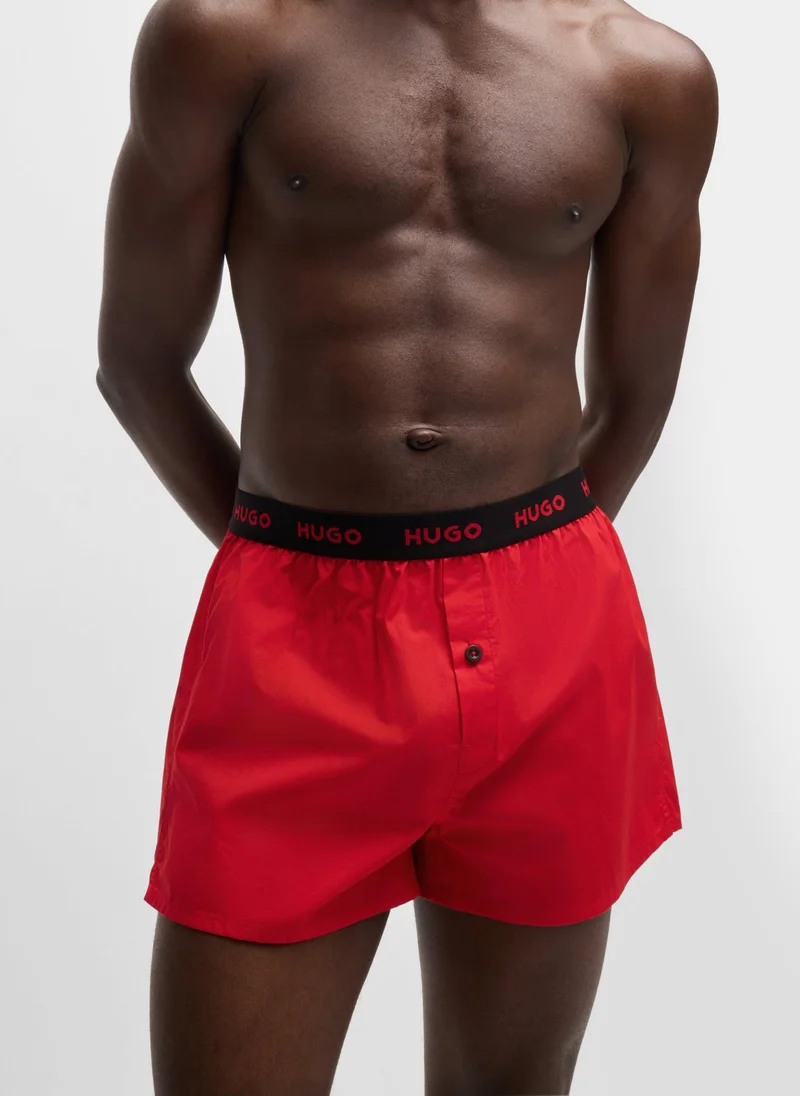 هوجو Three-pack of cotton boxer shorts with logo waistbands
