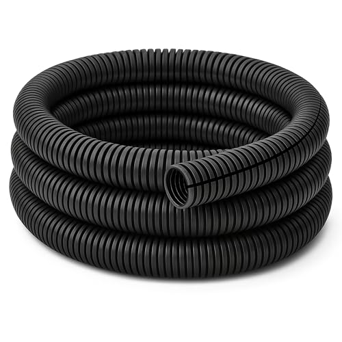 Electriduct Split Wire Loom Tubing Polyethylene Corrugated Flexible Conduit - 1/4" Nominal Size - 10 Feet - Black - Image 1