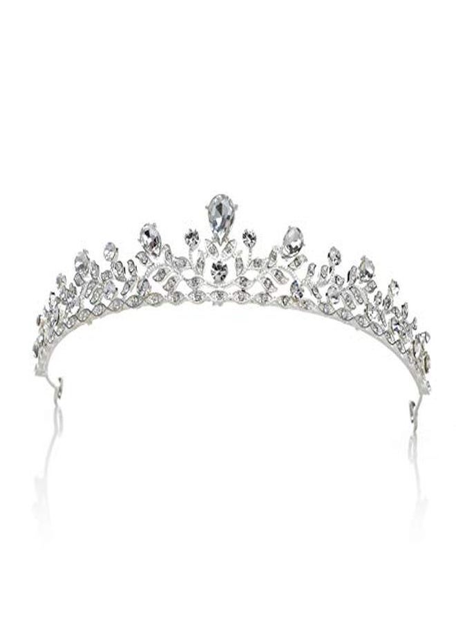 SWEETV - Crystal Wedding Tiara For Bride & Flower Girls  Princess Tiara Headband Pageant Crown Bridal Hair Jewelry For Women And Girls Silver - Image 1