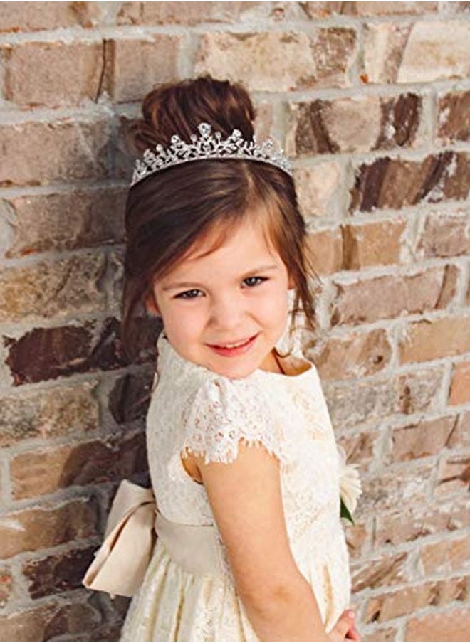 SWEETV - Crystal Wedding Tiara For Bride & Flower Girls  Princess Tiara Headband Pageant Crown Bridal Hair Jewelry For Women And Girls Silver - Image 1