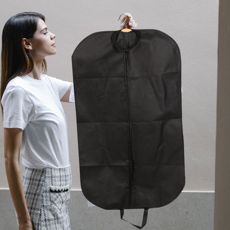 Suit Cover Portable Travel Business Folding Hanging Garment Bag Household Clothes Protector Case for Home Bedroom Wardrobe(Black/Large) - Image 4