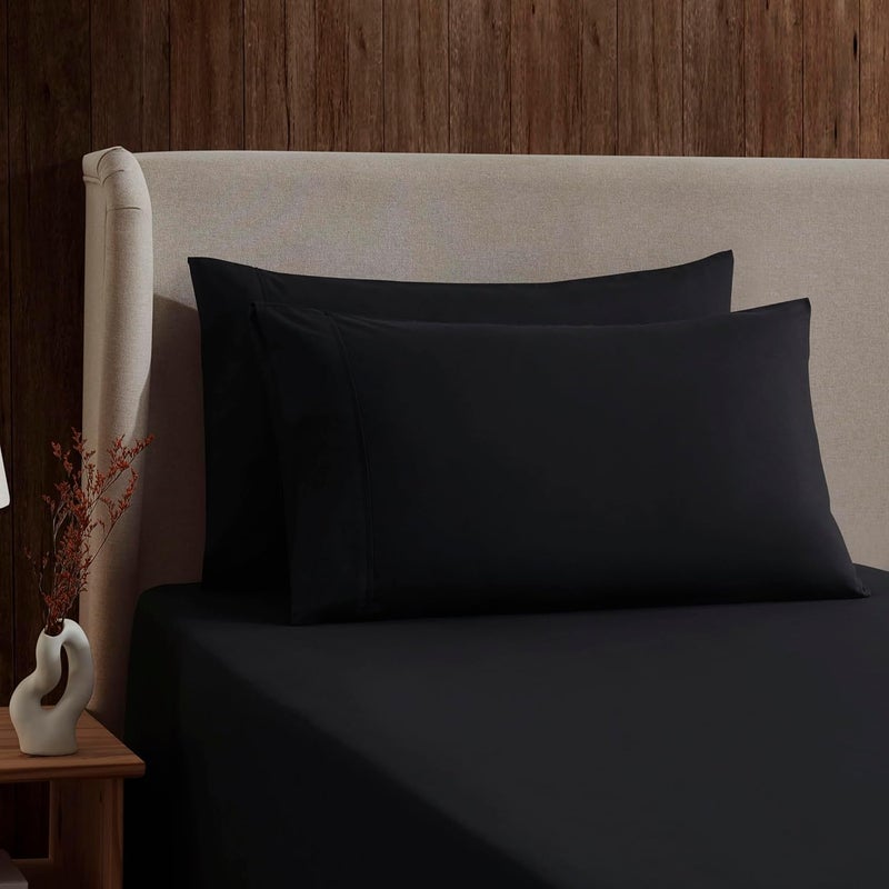 Nestl Split King Sheets Set - 5 Piece Bed Sheets for Split King Size Bed, Double Brushed Split King Size Sheets, Hotel Luxury Black Sheets, Extra Soft Bedding Sheets & Pillowcases - Image 3