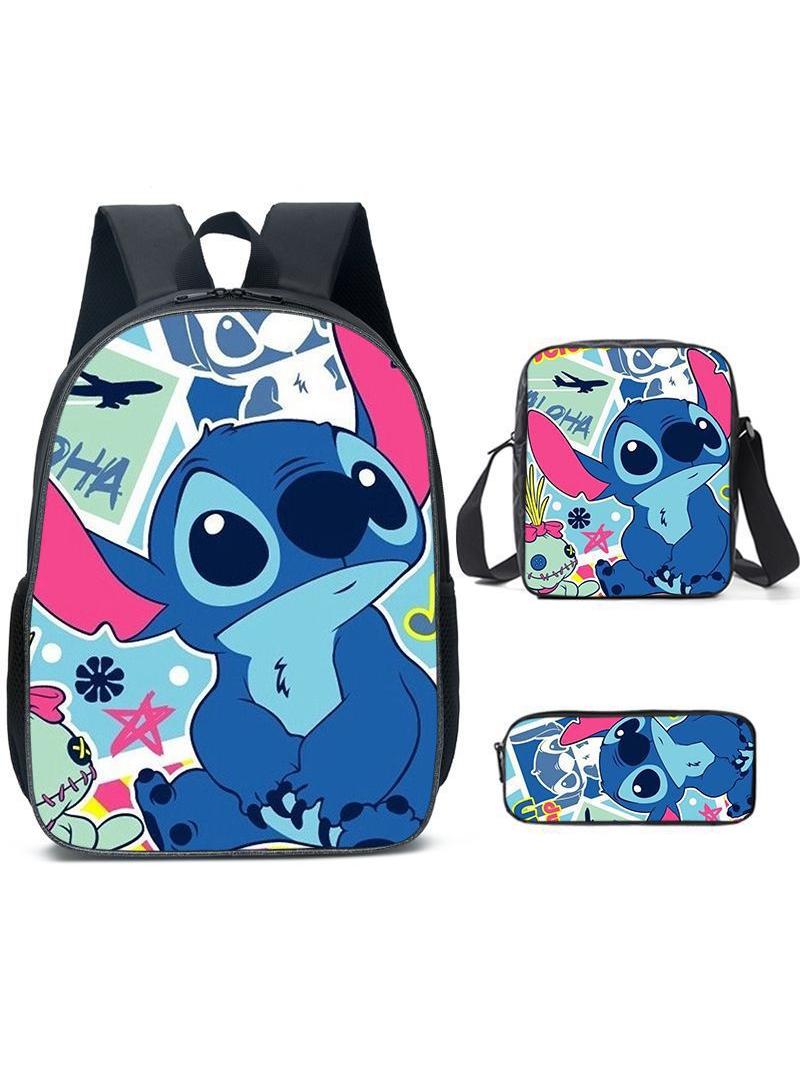 general 3-Piece Cartoon Stitch 3D Print Backpack Set - Image 1