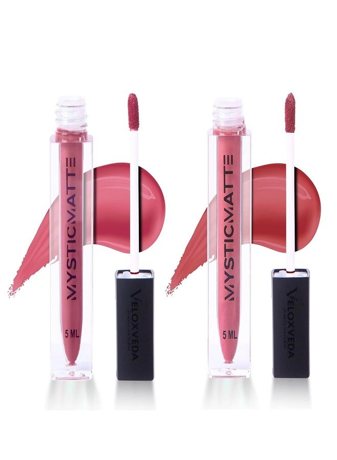 Veloxveda Mystic Matte Liquid Lipstick Combo (Pack of 2) - Shades: Dusty Rose (03) & Deep Berry (06) | Long-Lasting, Smudge-Proof & High Pigment Matte Lip Color (10ml Total) - Image 1