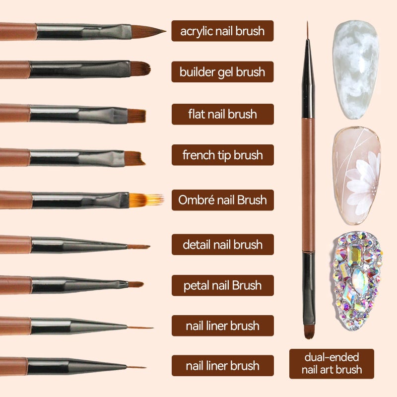 ESUOHYM Nail Art Brushes Set with Nail Stand Holder for Press On & Painting Nails,Nail Dotting Tools with Sculpture Pen,Acrylic Nail Brushes for Gel Builder Extensions French Tip,Nail Art Tools Design - Image 4