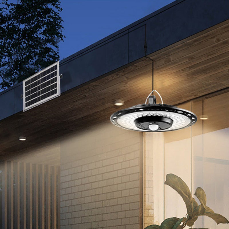 المصباح الشمسي المعلق الدوار بإضاءة LED للسقيفة مع مستشعر حركة PIR مقاوم للماء بتصنيف IP65، يدعم 3 درجات حرارة لونية / 5 أوضاع إضاءة / سطوع قابل للتعديل / وظيفة المؤقت مع جهاز تحكم عن بعد للاستخدام الداخلي والخارجي - Image 2