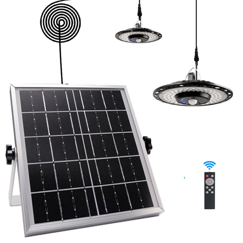 المصباح الشمسي المعلق الدوار بإضاءة LED للسقيفة مع مستشعر حركة PIR مقاوم للماء بتصنيف IP65، يدعم 3 درجات حرارة لونية / 5 أوضاع إضاءة / سطوع قابل للتعديل / وظيفة المؤقت مع جهاز تحكم عن بعد للاستخدام الداخلي والخارجي - Image 4