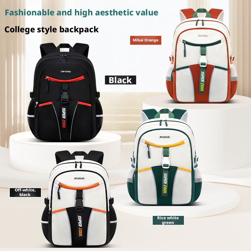 Sesame Baby Middle School Student Backpack, Spine Protection, Large Capacity, Weight Reducing - Image 1
