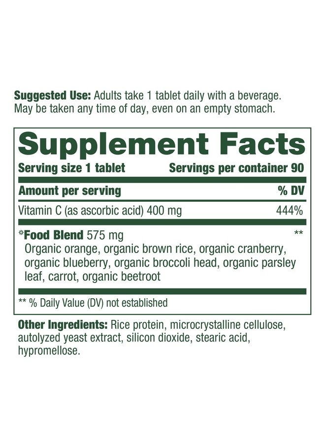 ميغافود ميجا فود ألترا سي 400 ملغ - مكمل غذائي نباتي لدعم المناعة مع فيتامين سي، مصنوع من أغذية حقيقية تتضمن البروكلي والجزر والتوت البري والأرز البني، خالٍ من الغلوتين، كوشير - 90 قرصًا، 90 حصة - Image 3