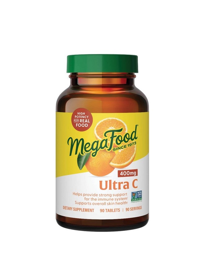 ميغافود ميجا فود ألترا سي 400 ملغ - مكمل غذائي نباتي لدعم المناعة مع فيتامين سي، مصنوع من أغذية حقيقية تتضمن البروكلي والجزر والتوت البري والأرز البني، خالٍ من الغلوتين، كوشير - 90 قرصًا، 90 حصة - Image 1