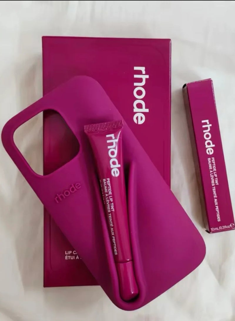 Rhode iPhone 16 Pro Silicone Lip Holder for Cell Phone, Lip Gloss Adhesive Sleeve for Phone, Lip Holder Stick-on Phone Case, Back Stick On Holder for Rhode iPhone 16 Pro(Raspberry Jelly) - Image 4