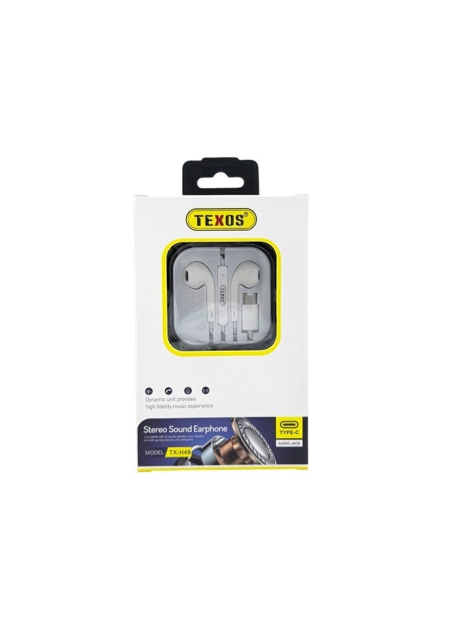 تيكسو Texos TX-H49 Stereo Sound Earphones with USB-C Connector - Image 2