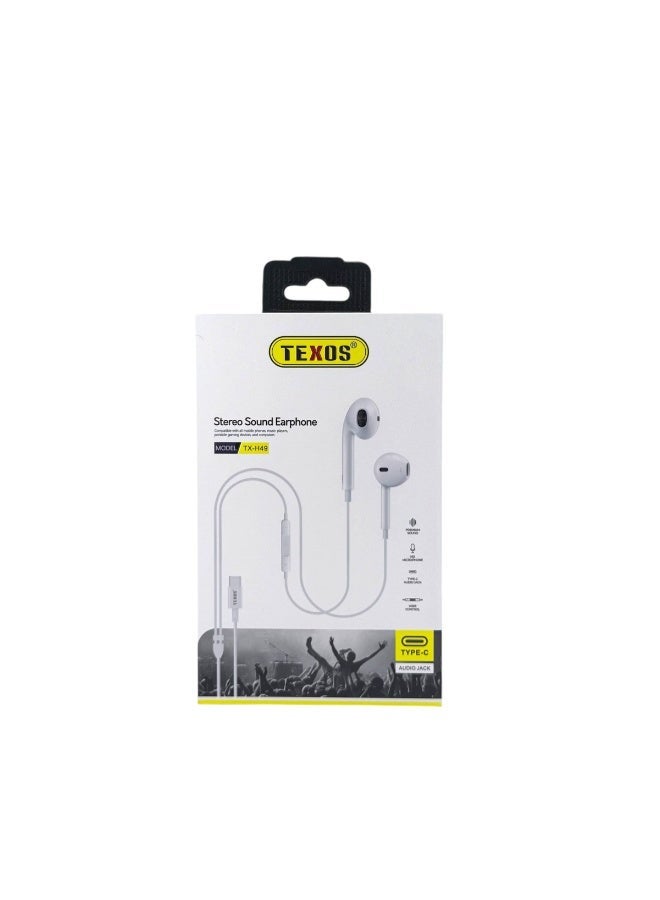 تيكسو Texos TX-H49 Stereo Sound Earphones with USB-C Connector - Image 1