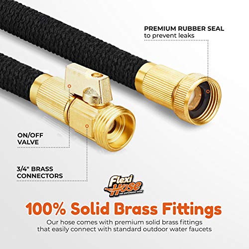Flexi Hose Upgraded Expandable Garden Hose Extra Strength 3/4 Solid Brass Fittings - The Ultimate No-Kink Flexible Water Hose (Black, 50 FT) - Image 4