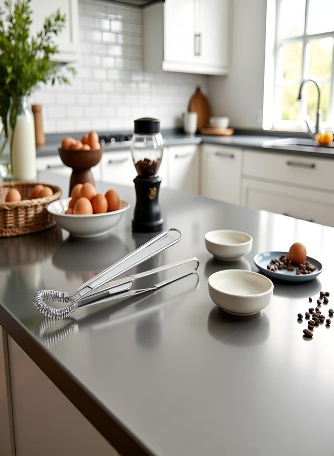 Bwexxt Silver Egg Beater Stainless Steel Mini Spring Coil Whisk Handheld Milk Frother Foamer Sauce Stirrer Blender Coffee Mixer Kitchen Egg Whisks Kitchen Utensils and Gadgets - Image 4