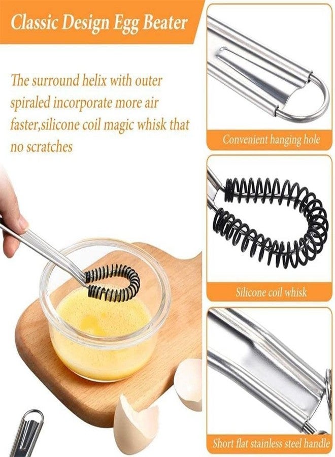 Bwexxt Silver Egg Beater Stainless Steel Mini Spring Coil Whisk Handheld Milk Frother Foamer Sauce Stirrer Blender Coffee Mixer Kitchen Egg Whisks Kitchen Utensils and Gadgets - Image 5