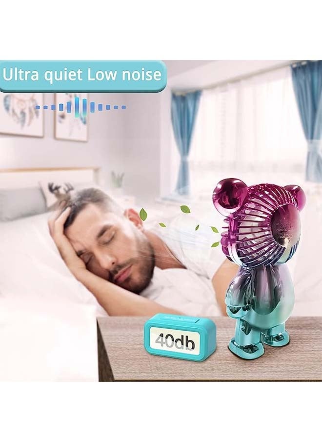 Handheld Fan Portable Fan Mini Hand Held Fan with USB Rechargeable, Colorful Bear Design Fan 3 Speed for Outdoor Travelling or Indoor Office Home - Image 2