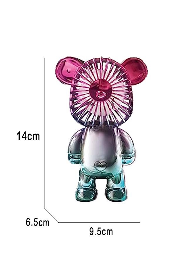 Handheld Fan Portable Fan Mini Hand Held Fan with USB Rechargeable, Colorful Bear Design Fan 3 Speed for Outdoor Travelling or Indoor Office Home - Image 5