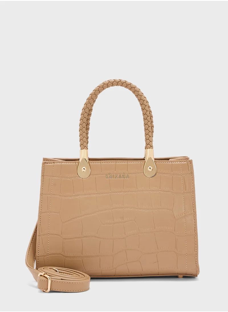 Khizana Croc Print Satchel Bag