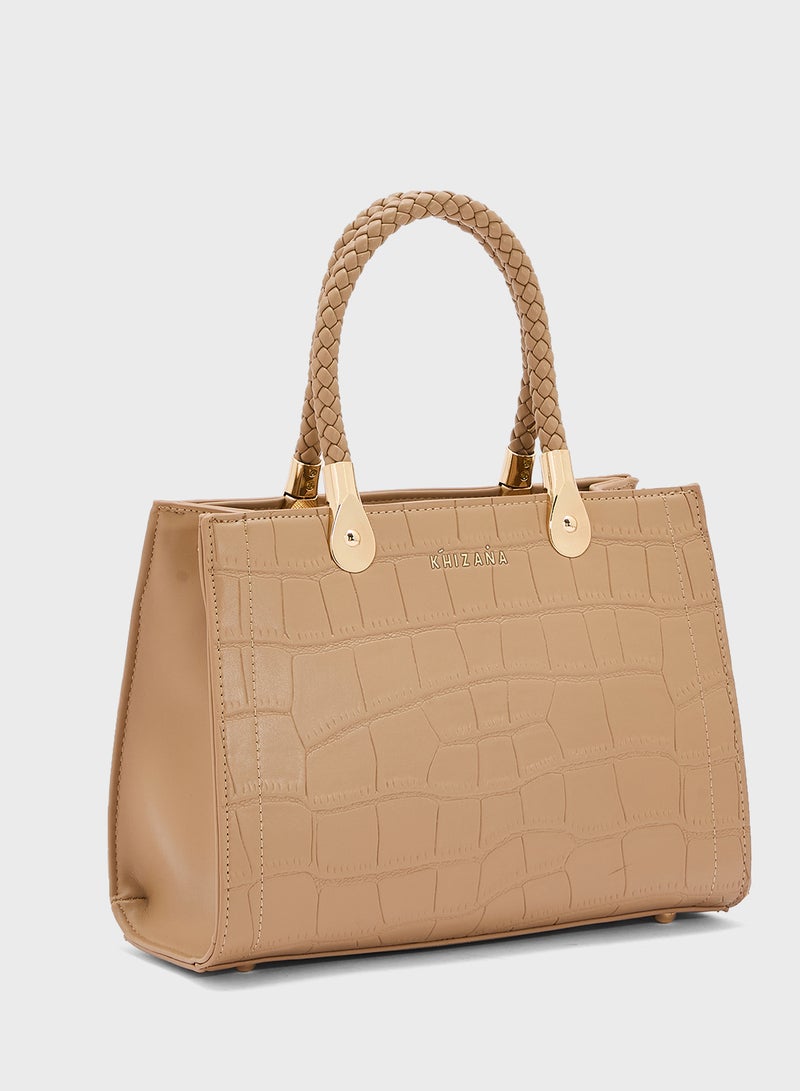 Khizana Croc Print Satchel Bag  - Image 3