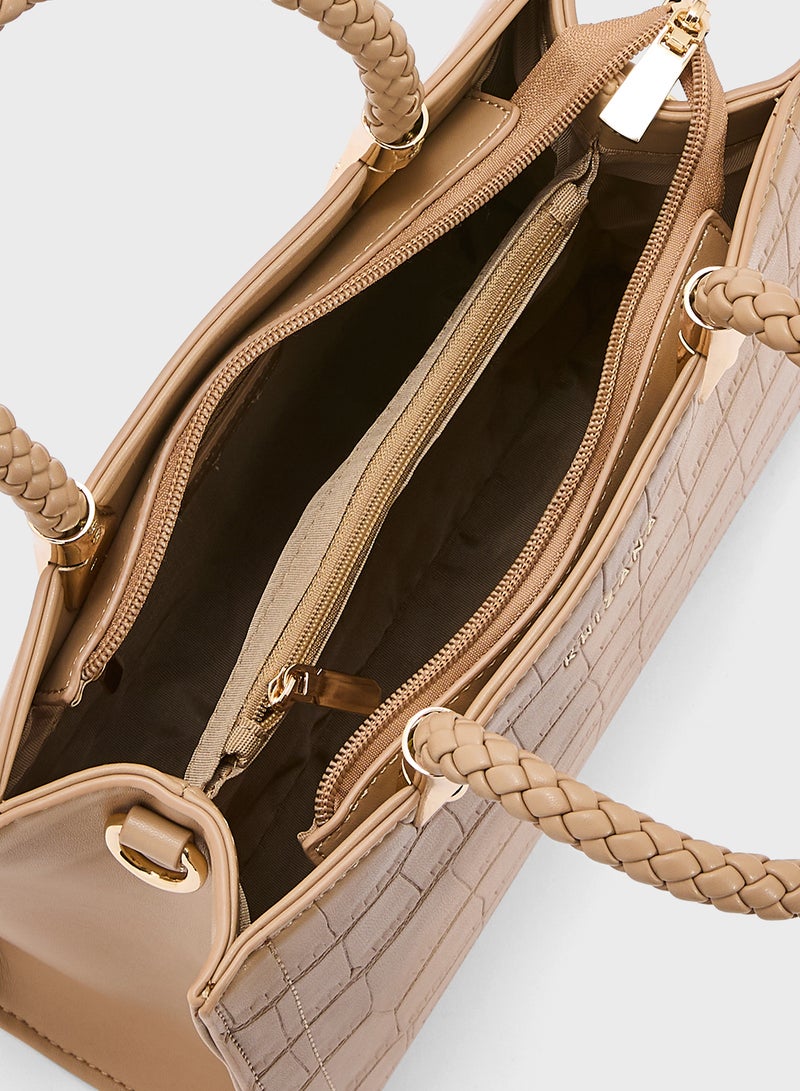 Khizana Croc Print Satchel Bag  - Image 5