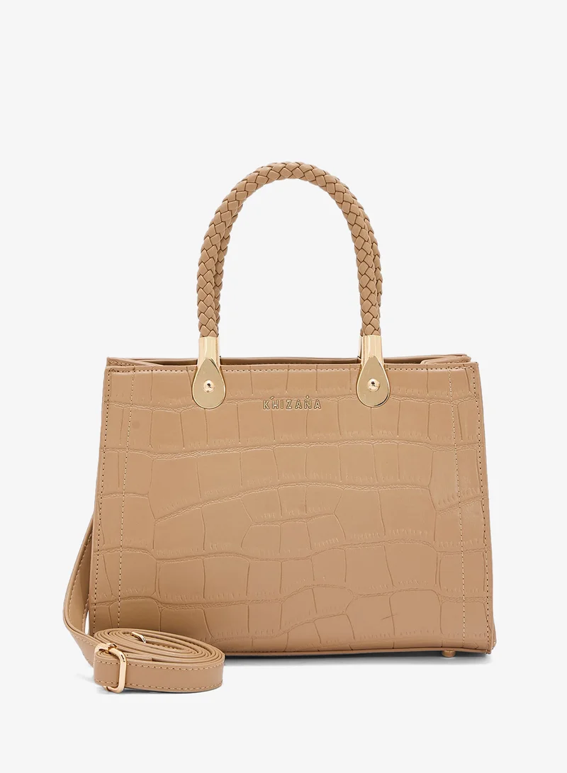 Khizana Croc Print Satchel Bag