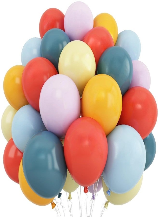 Froova Boho Rainbow Balloon, Retro Dusty Baby Blue Orange Dark Light Yellow Pastel Lavendar Mutilcolor Balloon Assorted Colorful Muted Balloons for Kids Birthday Baby Shower Summer Safari Party Decorations - Image 1