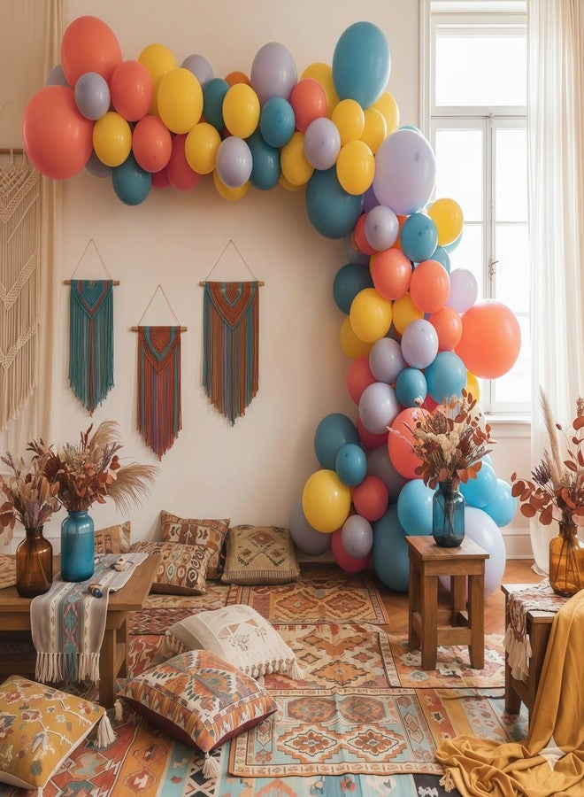 Froova Boho Rainbow Balloon, Retro Dusty Baby Blue Orange Dark Light Yellow Pastel Lavendar Mutilcolor Balloon Assorted Colorful Muted Balloons for Kids Birthday Baby Shower Summer Safari Party Decorations - Image 4
