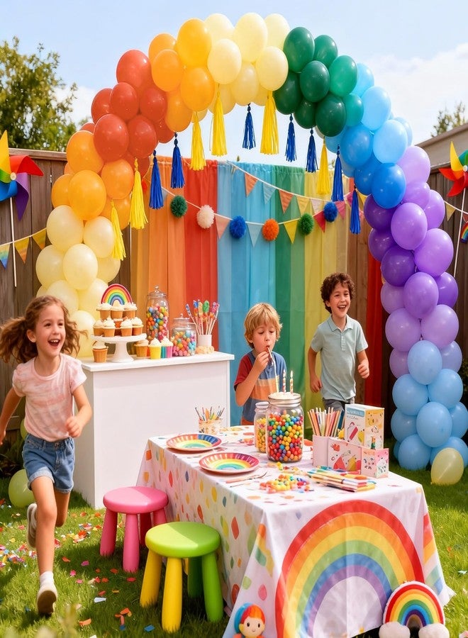 Froova Boho Rainbow Balloon, Retro Dusty Baby Blue Orange Dark Light Yellow Pastel Lavendar Mutilcolor Balloon Assorted Colorful Muted Balloons for Kids Birthday Baby Shower Summer Safari Party Decorations - Image 5