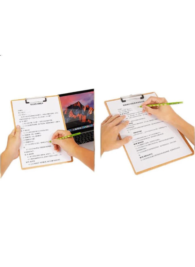 Simaa A4 Wood-Textured Writing Clipboard, Metal Strong Clip Writing Pad, Exam Paper Document Storage Folder, Brown, 10-Pack - Image 3