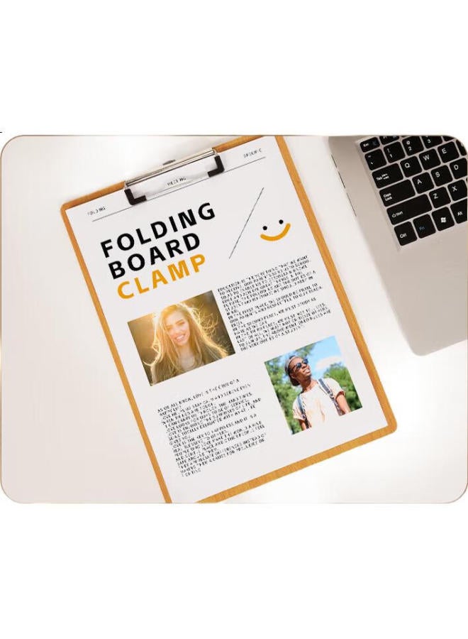 Simaa A4 Wood-Textured Writing Clipboard, Metal Strong Clip Writing Pad, Exam Paper Document Storage Folder, Brown, 10-Pack - Image 1