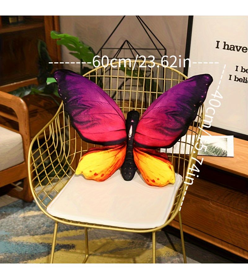 Blue Yellow Simulation Butterfly Sofa Cushions Plush Pillow for Return to Nature Decor - Image 2