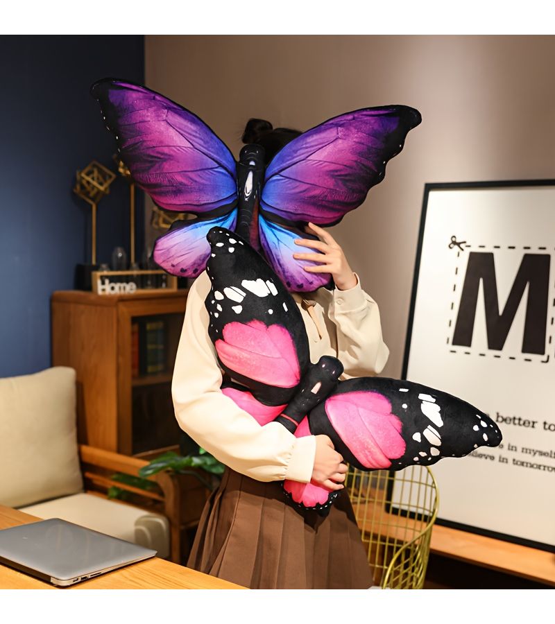 Blue Yellow Simulation Butterfly Sofa Cushions Plush Pillow for Return to Nature Decor - Image 3