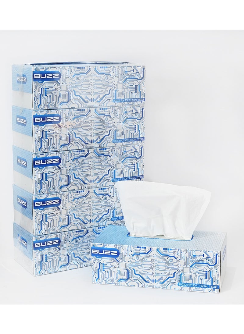 Buzz BUZZ Facial Tissue: Softness and Strength in Every Sheet 2-ply, 5 boxes x 200 sheets  - Image 1