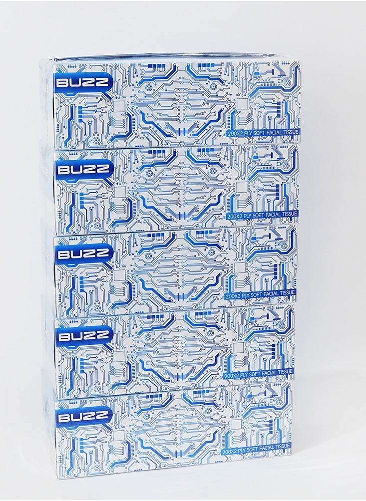 Buzz BUZZ Facial Tissue: Softness and Strength in Every Sheet 2-ply, 5 boxes x 200 sheets  - Image 3