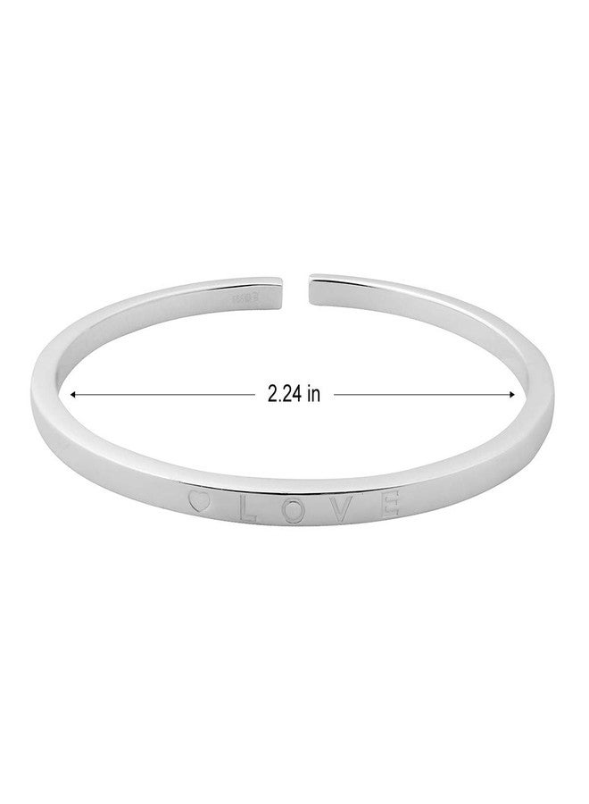 Merdia 999 Solid Sterling Silver Bangle Cuff Bracelets Love Carved for Women's | Sterling Silver Bracelet | Silver Jewelry | Silver Bracelets for Women | Jewelry for Women | Charm Bracelets for Women - Image 2