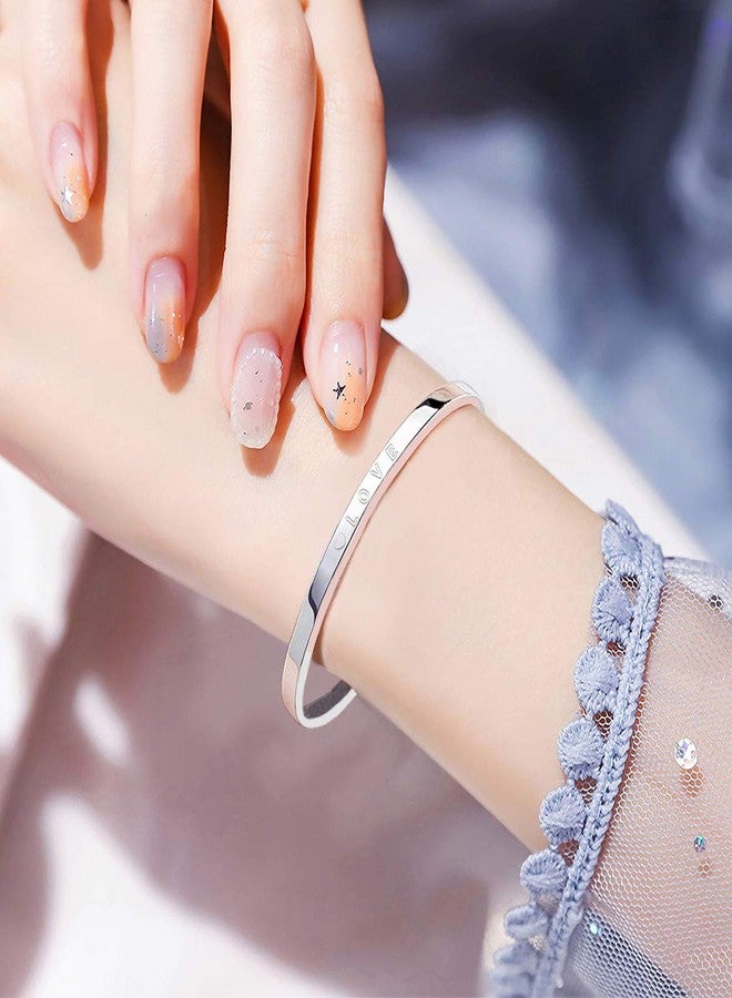 Merdia 999 Solid Sterling Silver Bangle Cuff Bracelets Love Carved for Women's | Sterling Silver Bracelet | Silver Jewelry | Silver Bracelets for Women | Jewelry for Women | Charm Bracelets for Women - Image 5