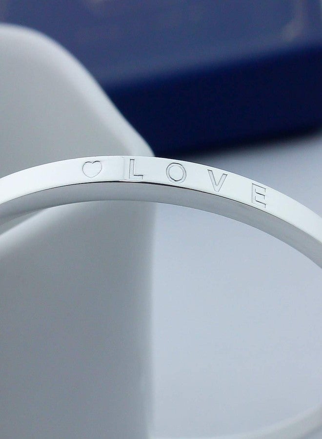 Merdia 999 Solid Sterling Silver Bangle Cuff Bracelets Love Carved for Women's | Sterling Silver Bracelet | Silver Jewelry | Silver Bracelets for Women | Jewelry for Women | Charm Bracelets for Women - Image 3