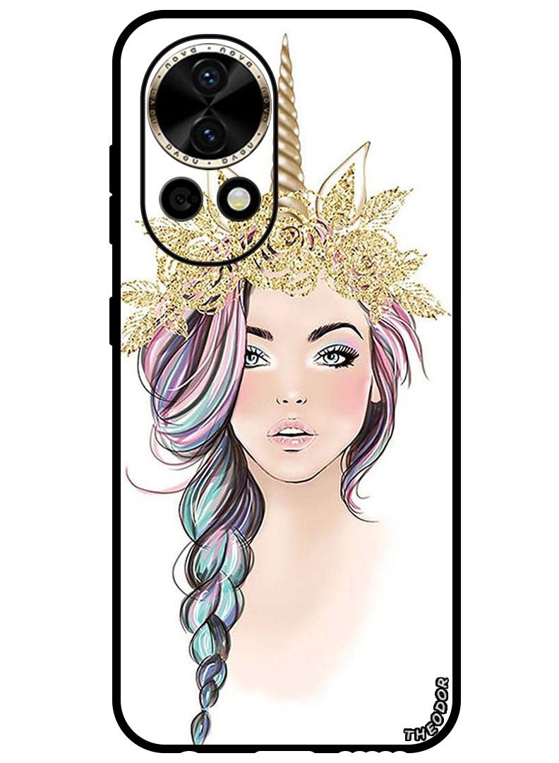 Theodor Protective Case Anti Scratch Shock Proof Bumper Cover For Huawei Nova 12 Ultra Golden Unicorn Girl - Image 1
