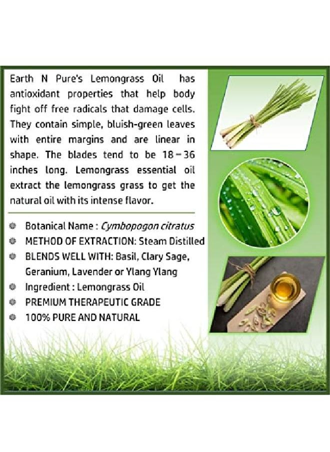 Earth N Pure Lemongrass Essential Oil 100% Pure Undiluted l And Therapeutic Grade With Glass Dropper For Relaxation Reduce Stress Anxiety And Nausea(30 Ml)  - Image 4