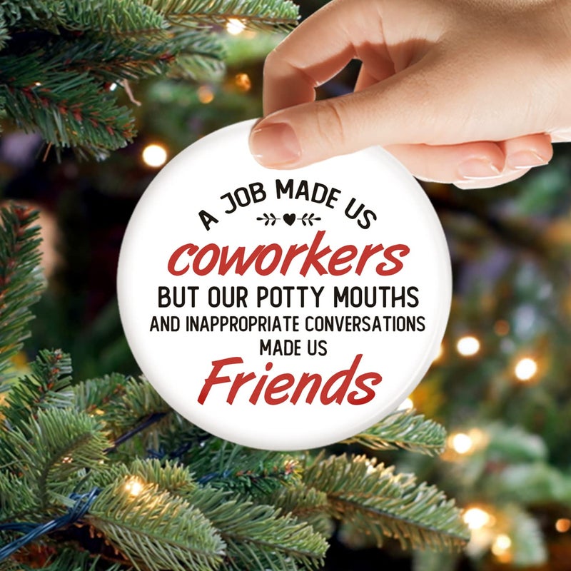 OASSIE 2024 Christmas Ornament Gifts for Coworkers  Friends - Funny Coworker Christmas Ornaments for Women  Friendship Gifts for Work Bestie  Women Friends - Christmas Decorations Ceramic Ornaments - Image 3