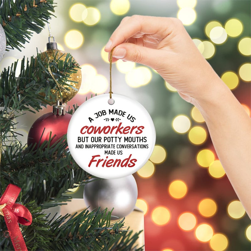 OASSIE 2024 Christmas Ornament Gifts for Coworkers  Friends - Funny Coworker Christmas Ornaments for Women  Friendship Gifts for Work Bestie  Women Friends - Christmas Decorations Ceramic Ornaments - Image 4