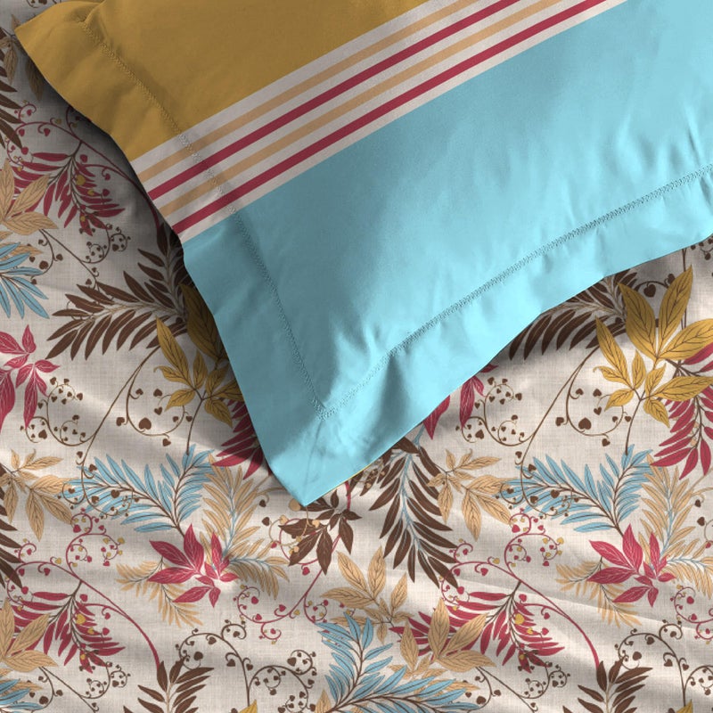 MYTRIDENT Bedsheet for Double Bed, Dusk and Dawn Collection, 1 Queen Size Bedsheet with 2 Pillow Covers, 144TC, 100% Cotton Bedsheet - Firefly Red - Image 4