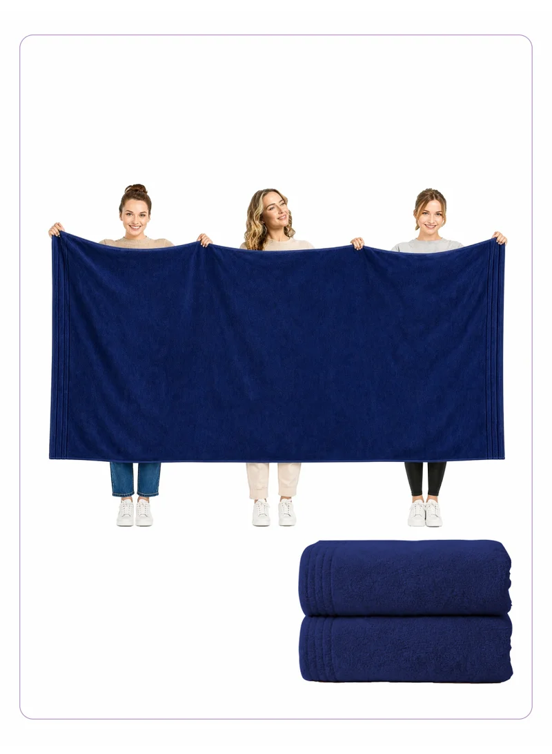 Donetella Bath Sheet (2 Pack , 90 X 180 cm) - Microfiber 330 GSM - Ultra Soft & Highly Absorbent Quick Dry Large Bath Sheet, Lightweight Solid Bath Sheet for Bathroom, Gym, Spa & Travel.