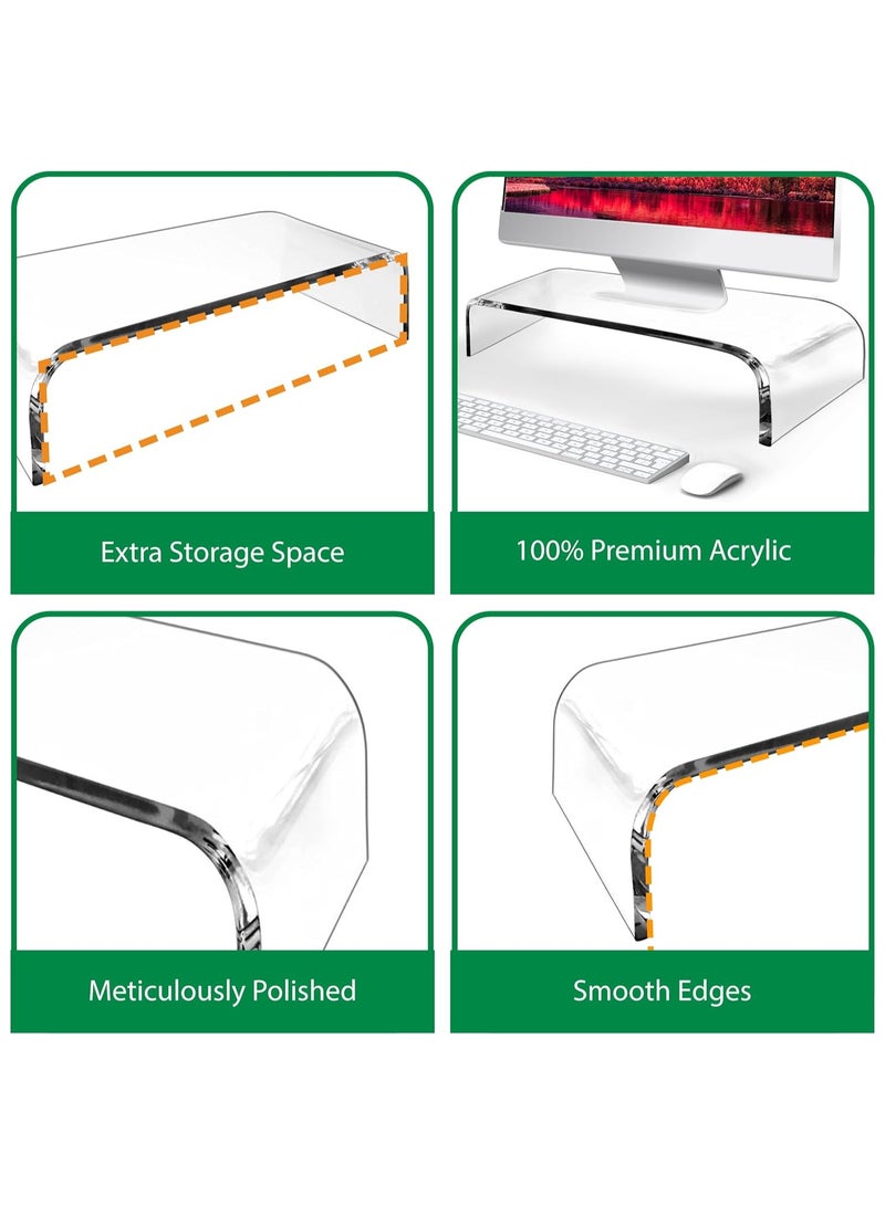 تي بي جي بي حامل شاشة شفاف من الاكريليك الفاخر من ايه ام تي، حامل شاشة شفاف للابتوب/الكمبيوتر/حامل شاشة الوسائط المتعددة للمنزل والمكتب والمدرسة والاعمال، حامل شاشة شفاف - Image 2